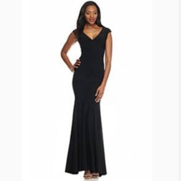 Brand New Women's Betsey & Adam Full-Length Mermaid-Cut Black Gown - Picture 1 of 16